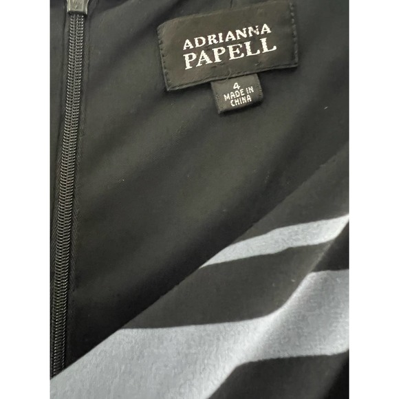 Adrianna Papell Dress Women's Black Purple Gray Floral Gown Size 4 Long Sleeves - Picture 2 of 8